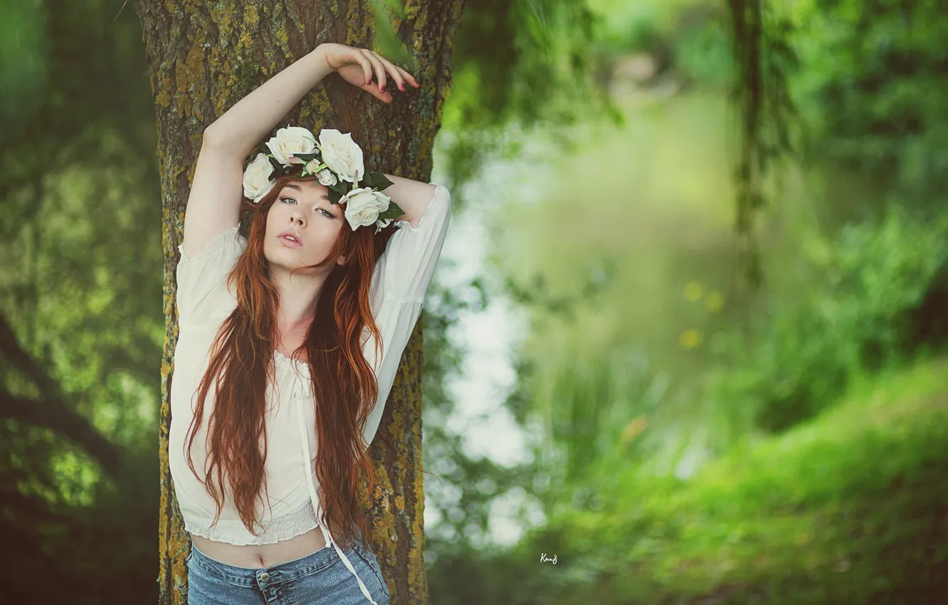 Photo wallpaper look, girl, marine