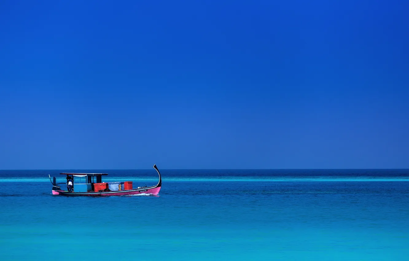 Photo wallpaper sea, landscape, boat, Maldive