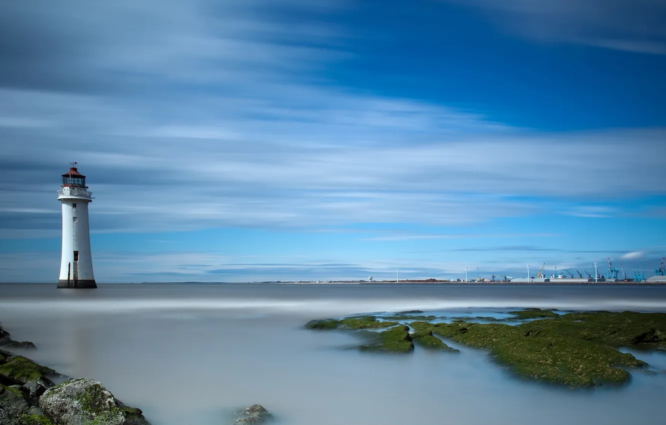 Photo wallpaper sea, landscape, lighthouse, port