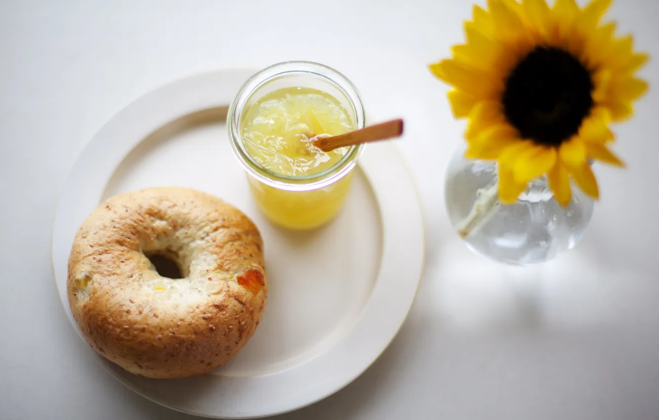 Photo wallpaper flower, food, Breakfast, pie