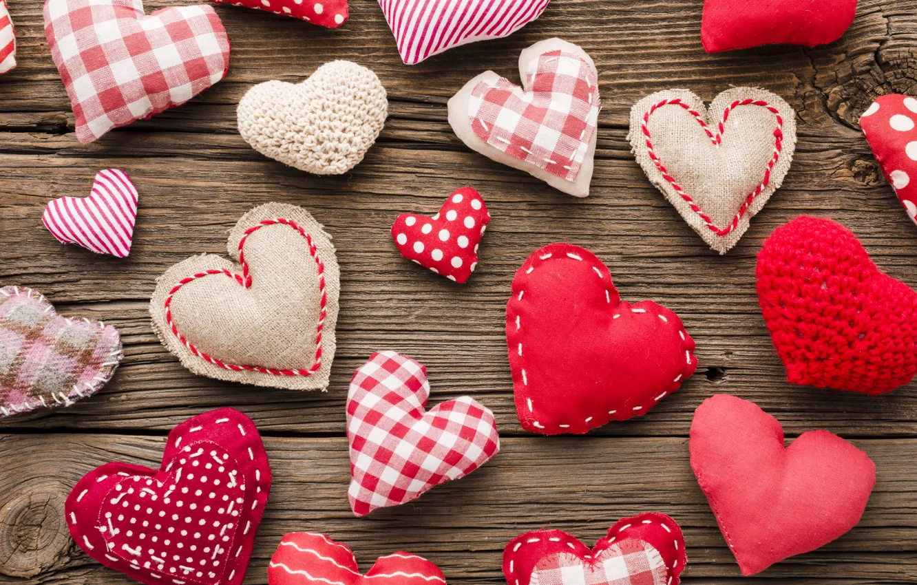 Photo wallpaper love, red, heart, Board, hearts, thread, Valentine's day, different