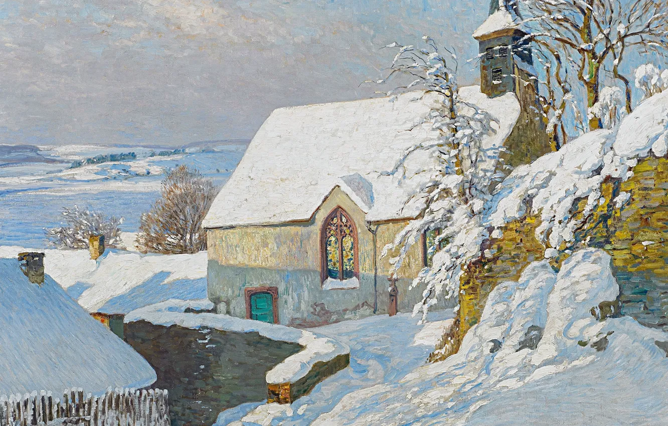 Photo wallpaper 1914, Christmas time, German painter, German painter, oil on canvas, The Dusseldorf school of art, …