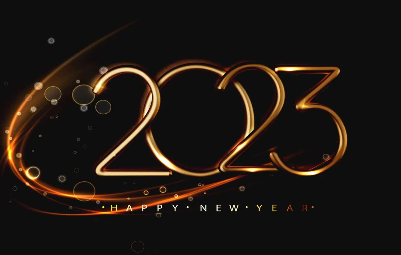 Photo wallpaper line, the inscription, new year, figures, gold, black background, gold plated, date