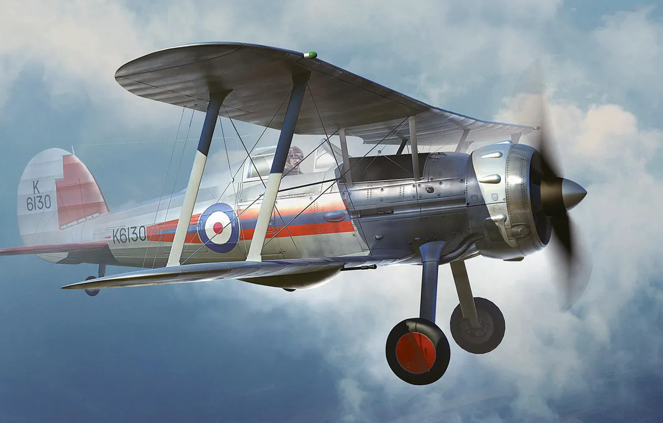 Photo wallpaper fighter, UK, RAF, biplane, Gloster Gladiator Mk.I, Li Lao