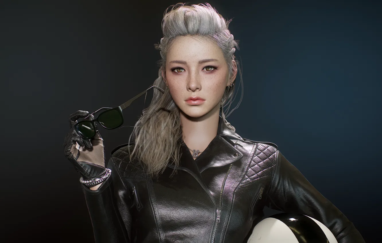 Photo wallpaper girl, digital art, CGI, biker, 2021, Seungmin Kim, render women