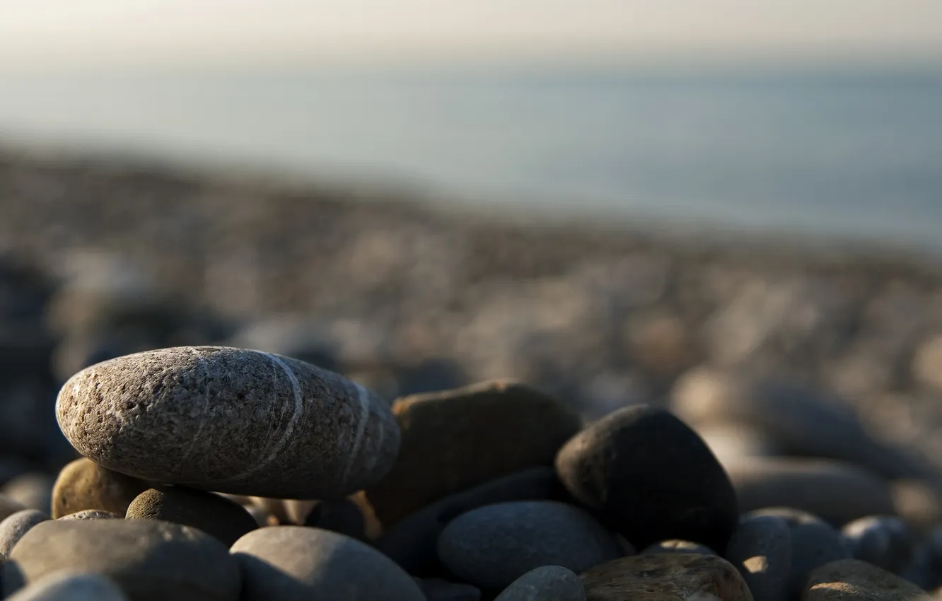 Photo wallpaper sea, macro, pebbles, shore