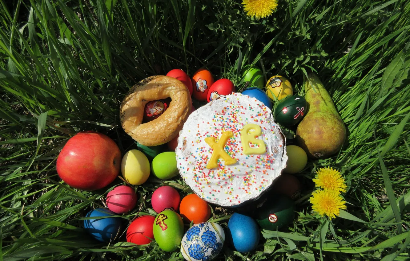 Photo wallpaper eggs, Easter, cake, spring 2018, Meduzanol ©