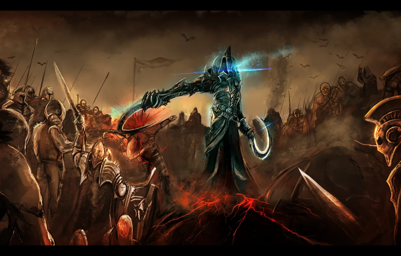 Photo wallpaper Diablo 3, army, fight, Malthael