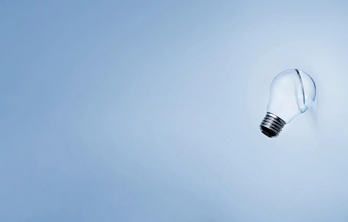 Photo wallpaper light bulb, blue, minimalism