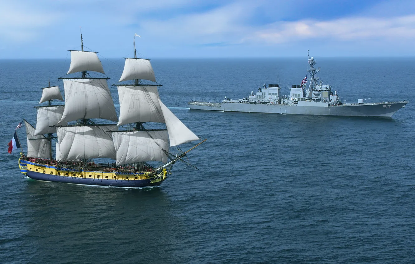 Photo wallpaper sailboat, destroyer, Hermione, Mitsher