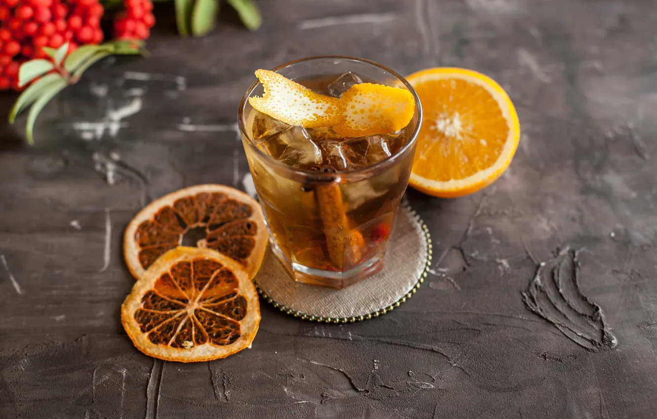 Photo wallpaper ice, lemon, drink, cinnamon