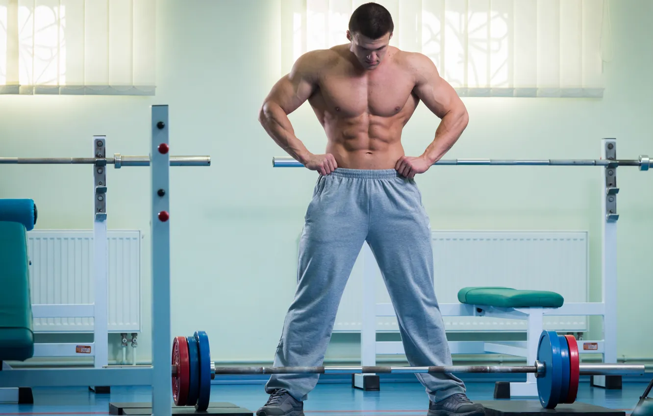 Photo wallpaper man, training, weight lifting