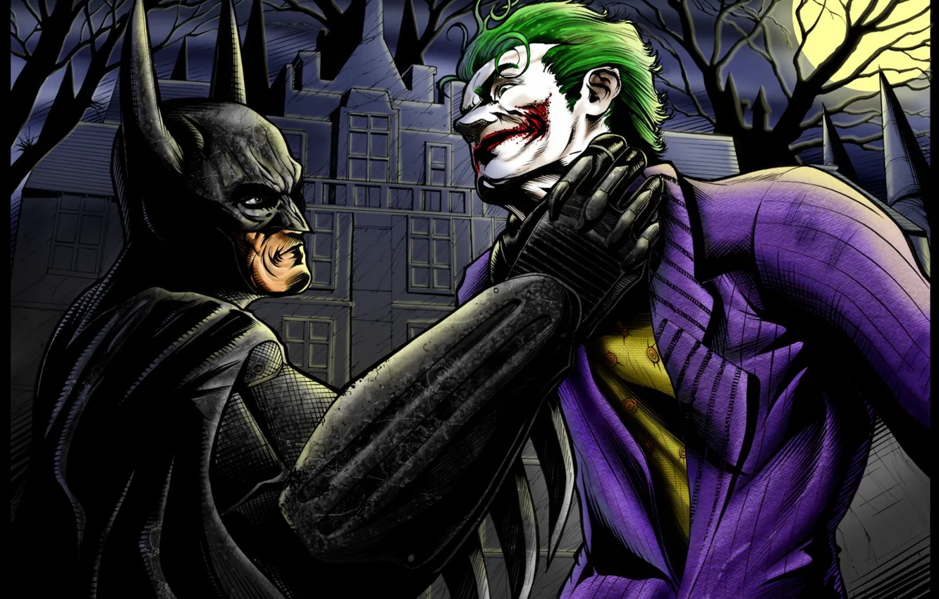 Photo wallpaper Batman: Arkham Asylum, Batman, Joker, arkham