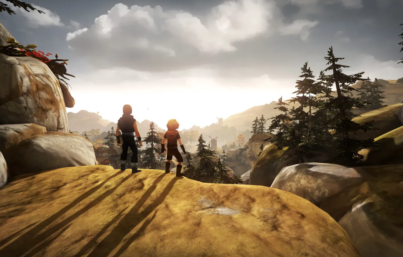 Photo wallpaper landscape, Adventure, Brothers:A tale of two sons