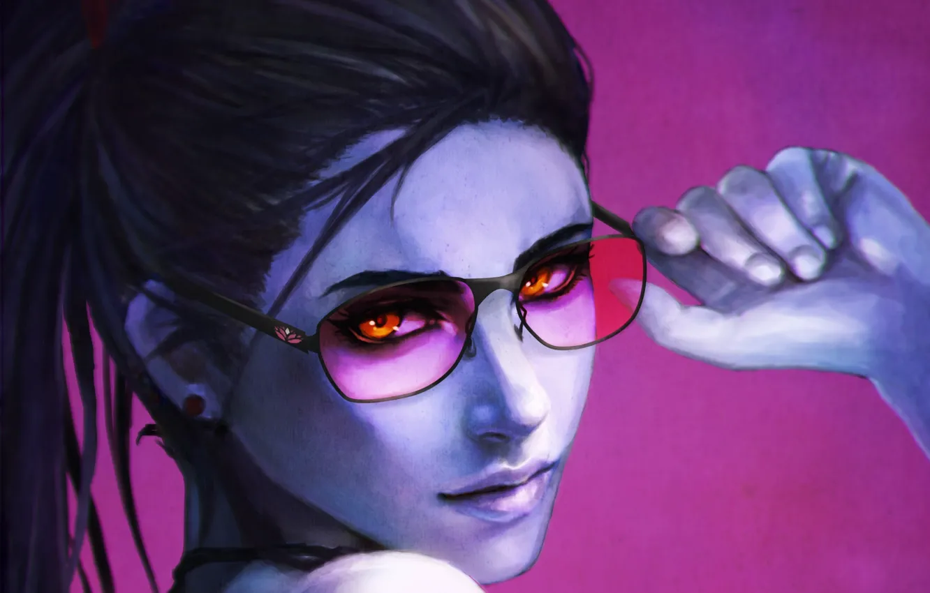Photo wallpaper girl, face, glasses, killer, Overwatch, Widowmaker, Amélie Lacroix, casua