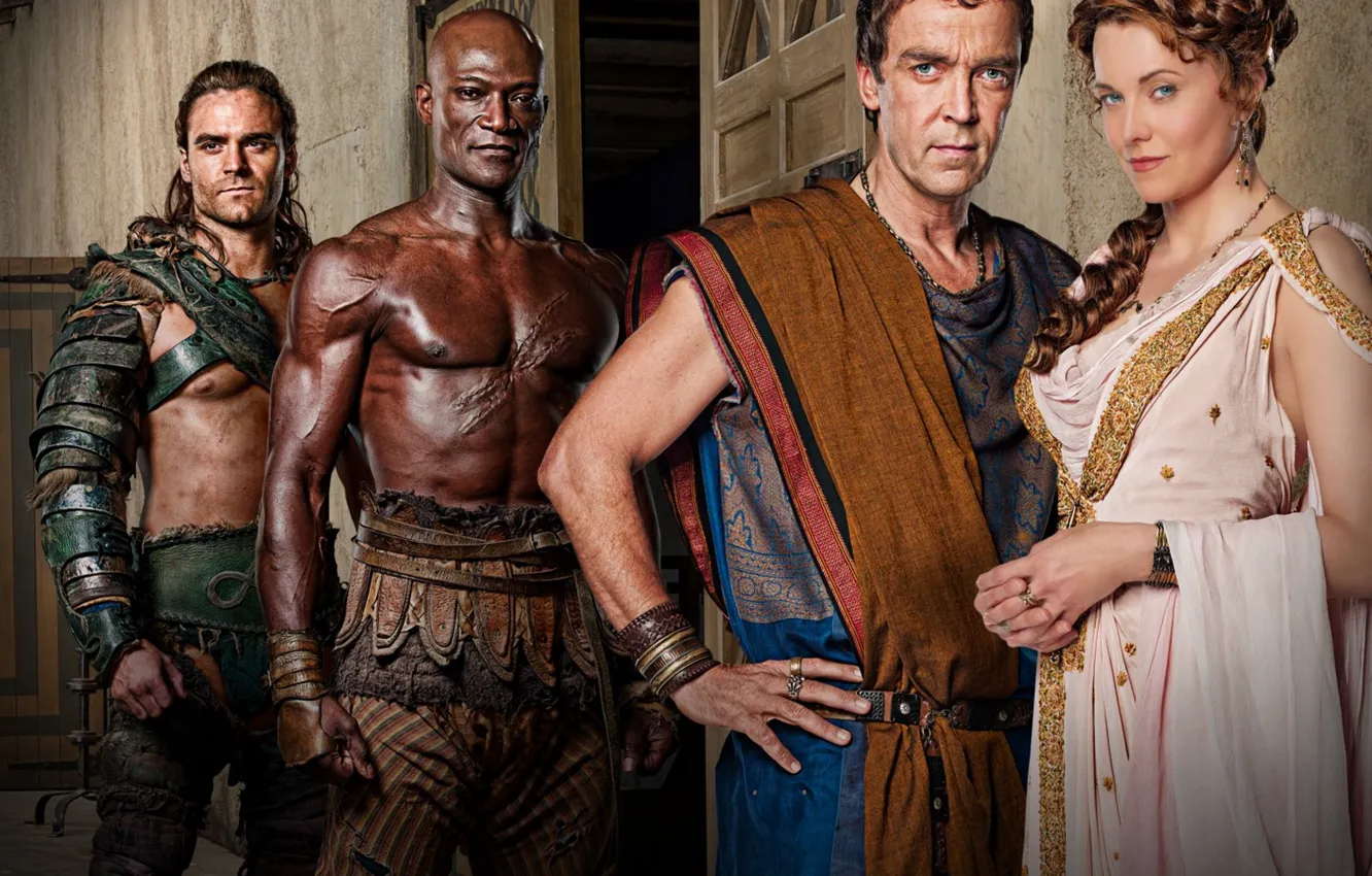 Photo wallpaper Gannicus, Gladiator, Lucrezia, Gods Of The Arena, Oenomaus, Spartacus, Lanista, Quintus Batiatus, Letuli