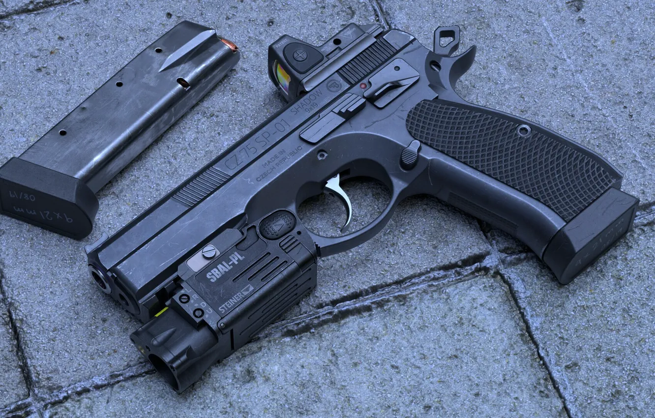 Photo wallpaper gun, weapons, pistol, weapon, cz 75, cz 75 sp-01 Shadow, FS 75 SP-01 Shadow