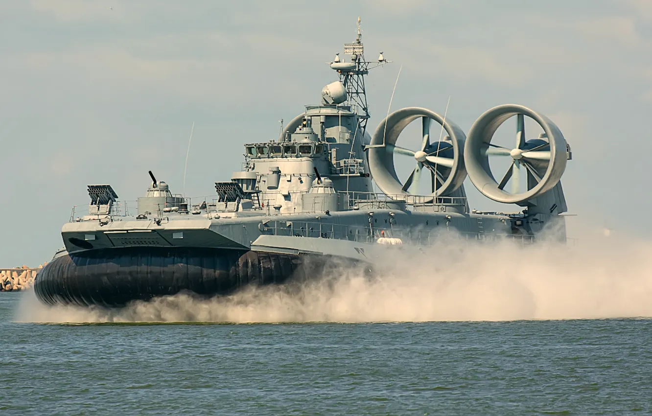 Photo wallpaper ship, hovercraft, landing, Bison