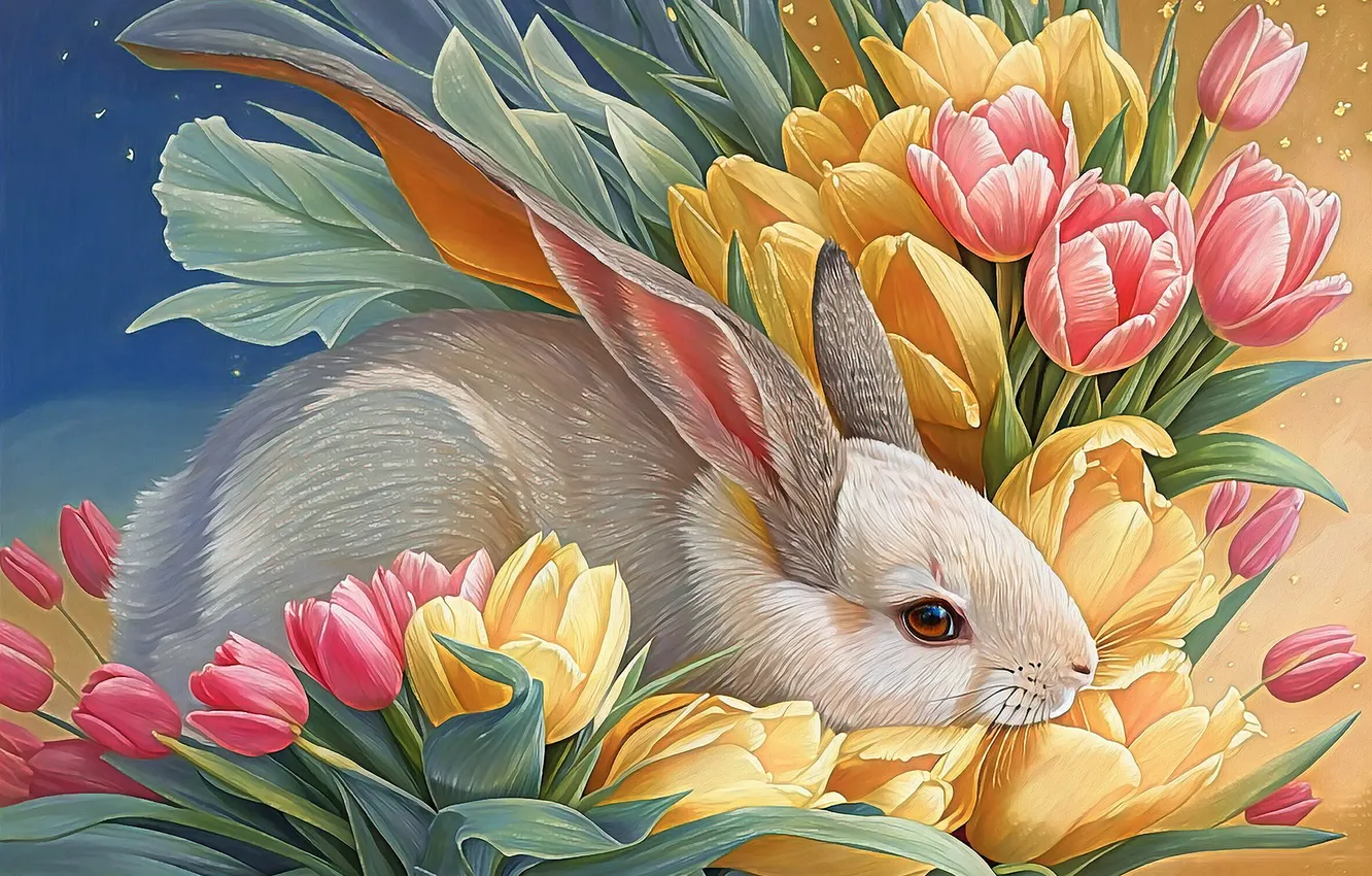 Photo wallpaper white, look, flowers, yellow, pose, grey, bouquet, spring