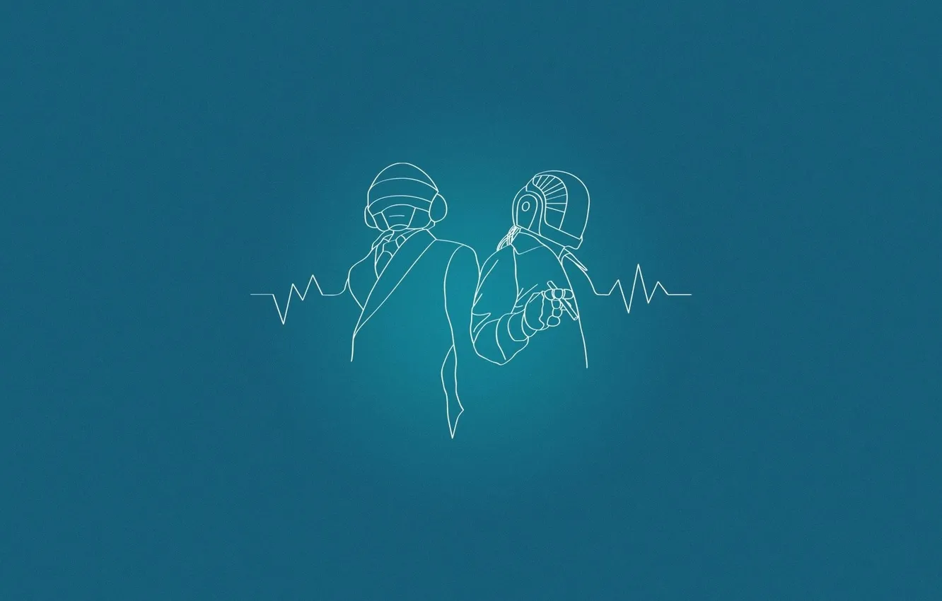 Photo wallpaper music, minimalism, music, Daft Punk, minimalism, blue background, blue background, Daft Punk