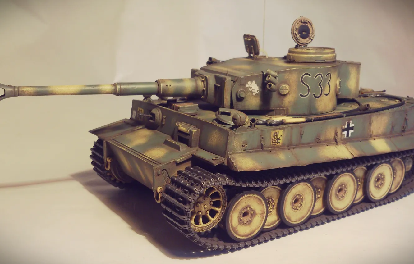 Photo wallpaper toy, tank, Tiger, German, model, heavy, Pz.Kpfw.VI