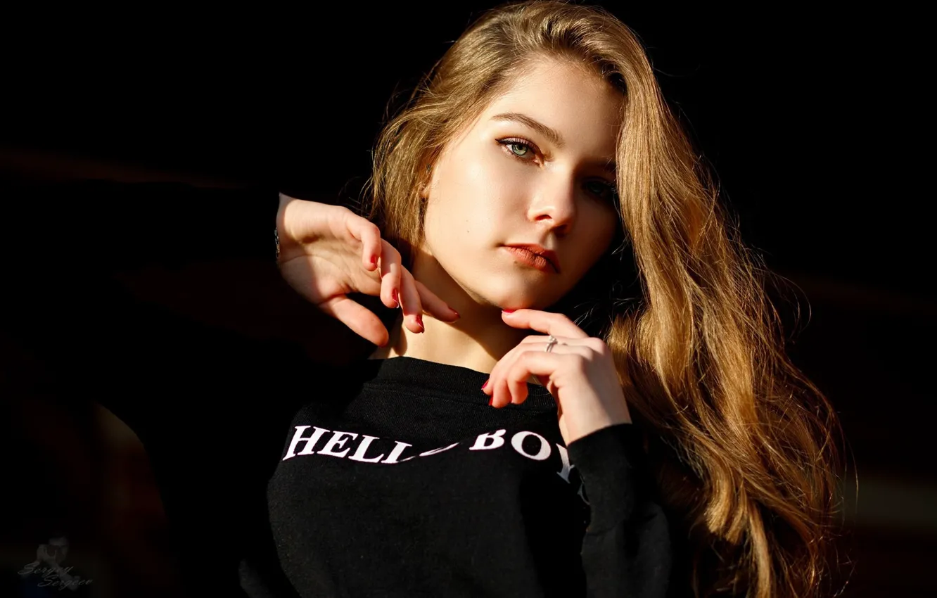 Photo wallpaper look, the sun, pose, background, model, portrait, makeup, hairstyle