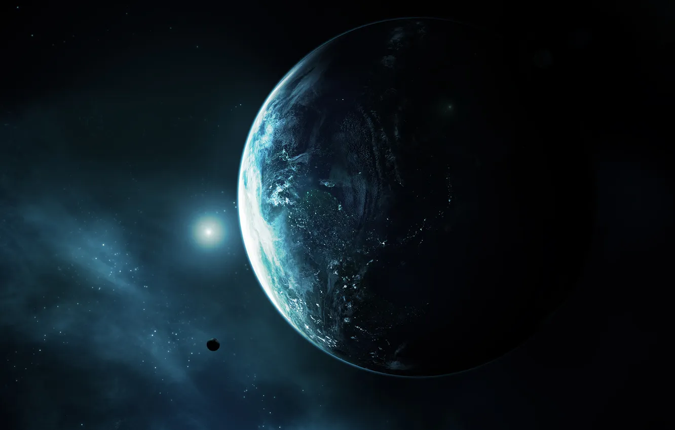 Photo wallpaper light, earth, planet