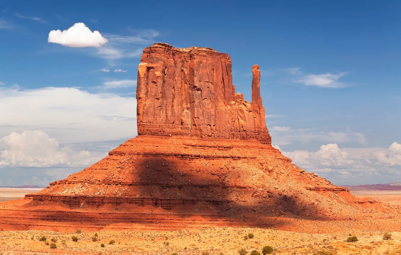 Photo wallpaper the sky, clouds, rock, mountain, USA, monument valley