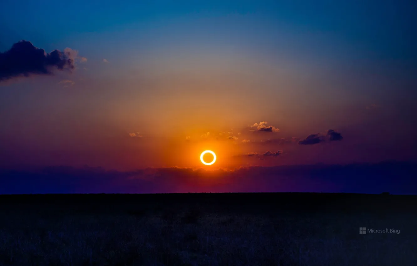 Photo wallpaper space, moon, sunset, eclipse, clouds, sun, aesthetic, solar