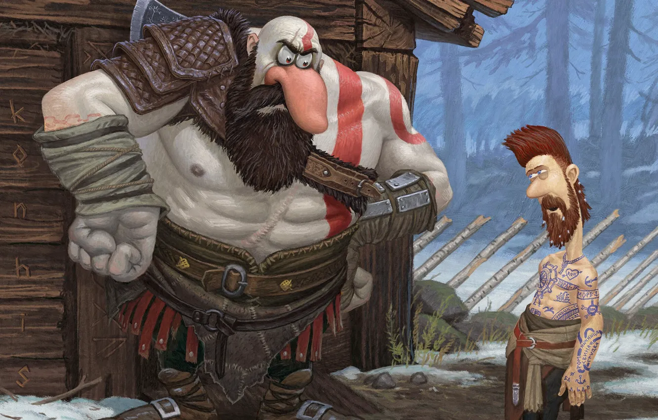 Photo wallpaper Kratos, God Of War, Under Treasure Island, konhis, Mikhail Sidorenko, Baldur, Memes on tReAsUrE Island …