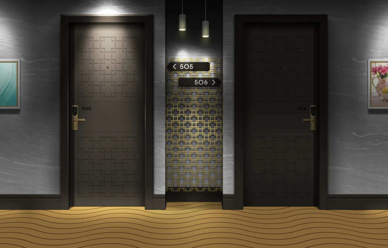 Photo wallpaper hotel, interior, hallway