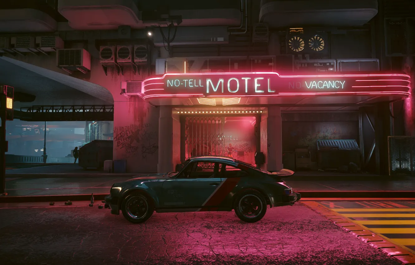 Photo wallpaper night, street, the game, cyberpank, Cyber, Cyberpunk 2077, 2077