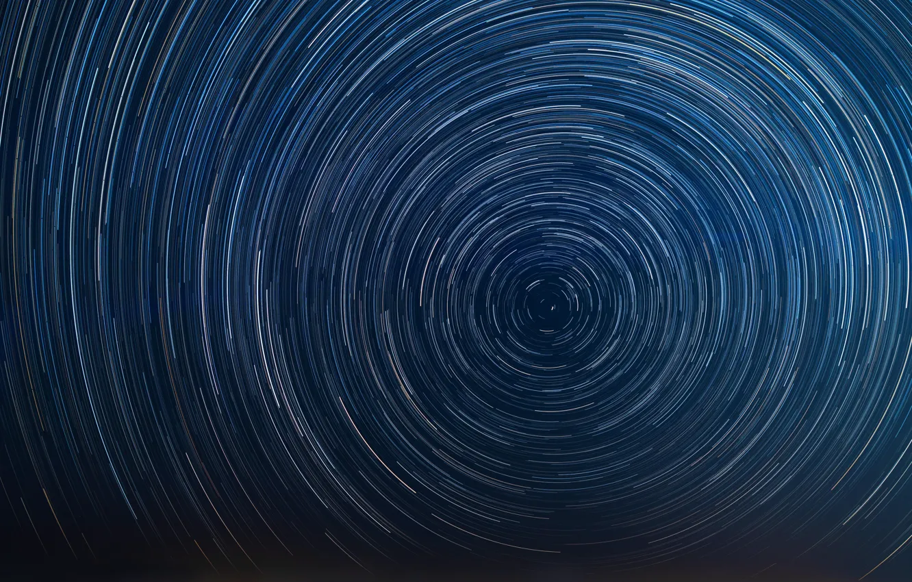 Photo wallpaper night, Polaris, astrophotograpy