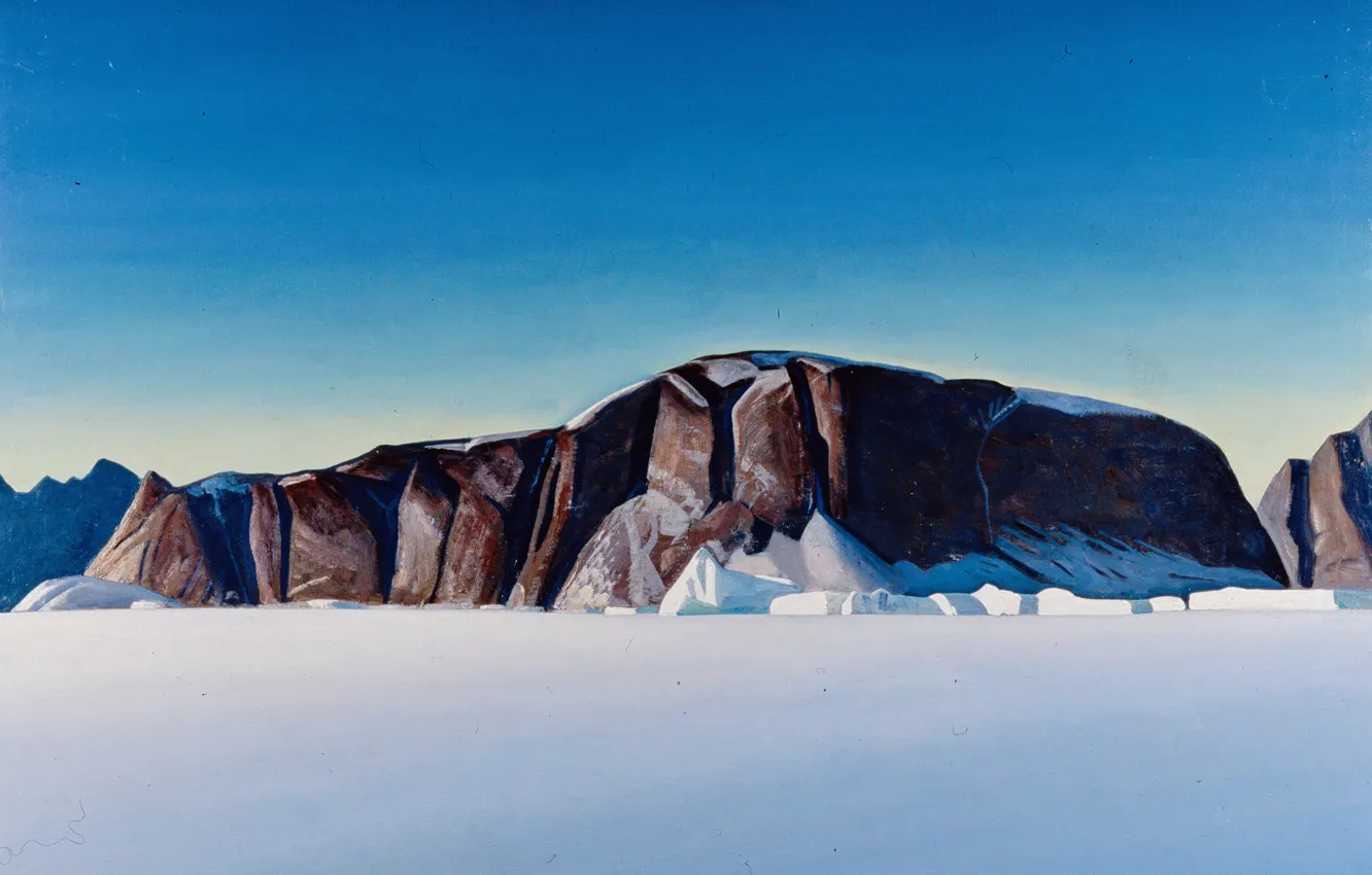 Photo wallpaper snow, landscape, mountains, nature, rocks, picture, Rockwell Kent, Rockwell Kent