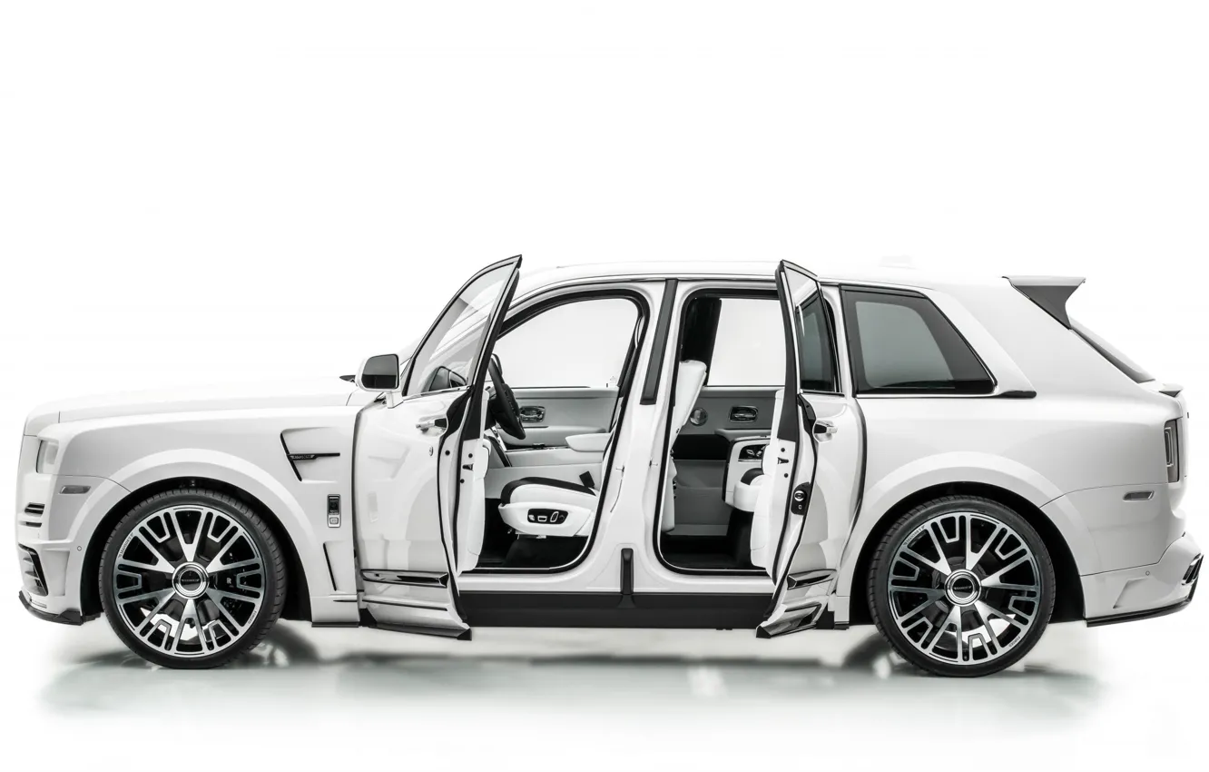 Photo wallpaper design, Rolls-Royce, white background, exclusive, Suite, Mansory, Cullinan, Mansory Wide body