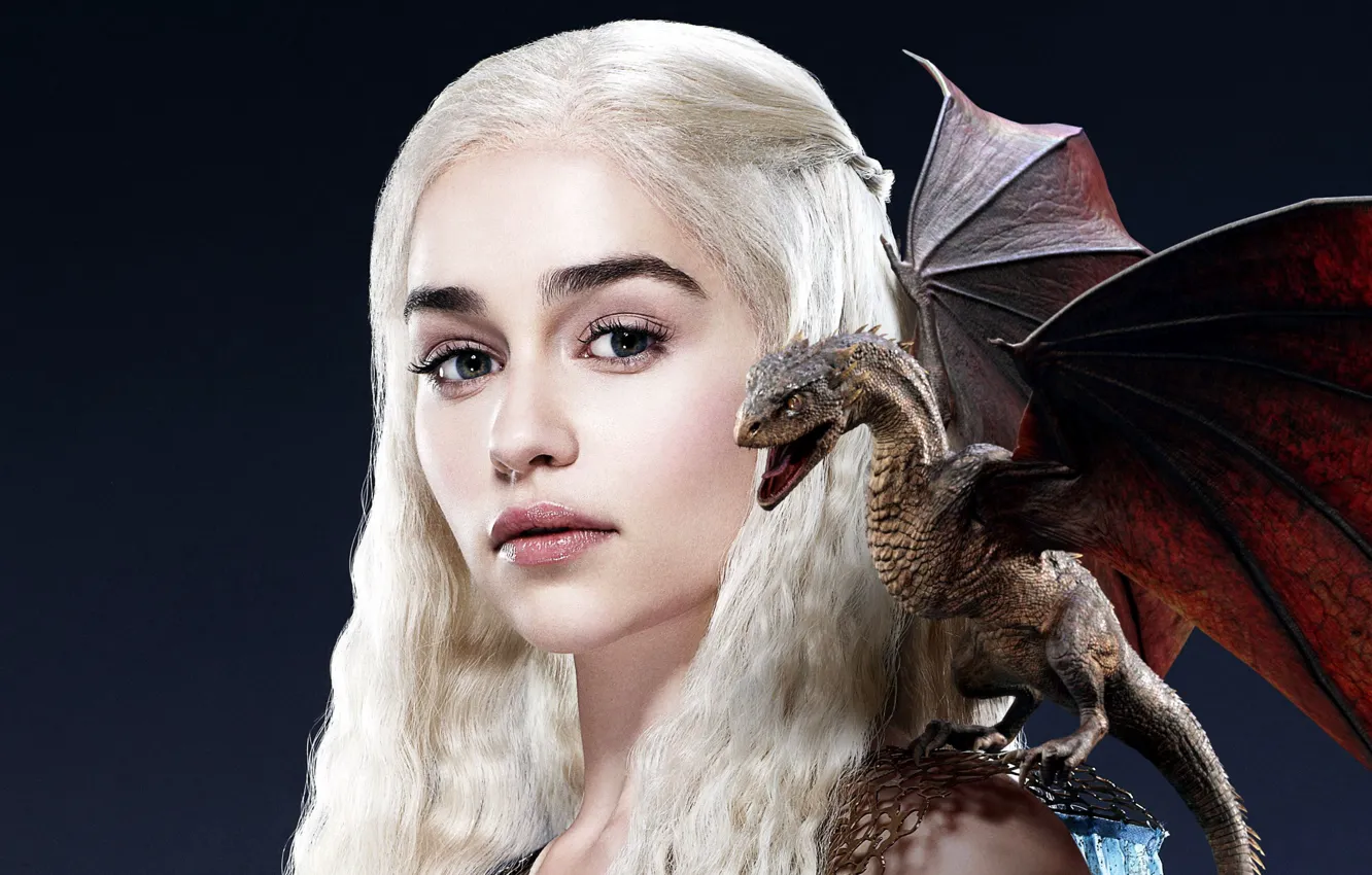 Photo wallpaper look, girl, dragon, the series, Game of Thrones, Game of thrones
