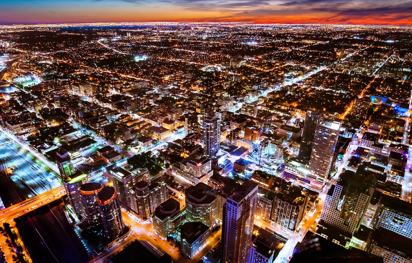 Photo wallpaper Canada, Toronto, Canada, night city, Toronto