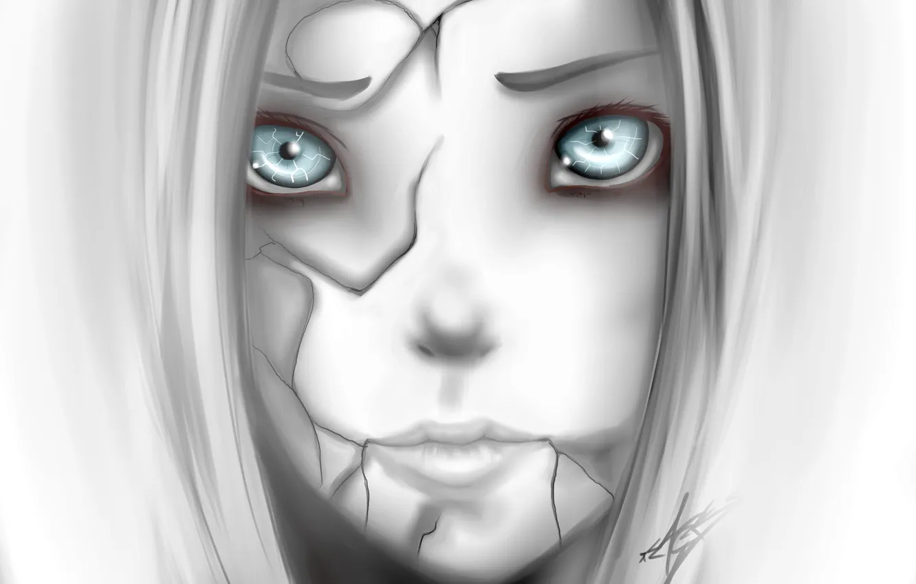 Photo wallpaper eyes, girl, face, anime, art, scar, Orianna, ZackArgunov