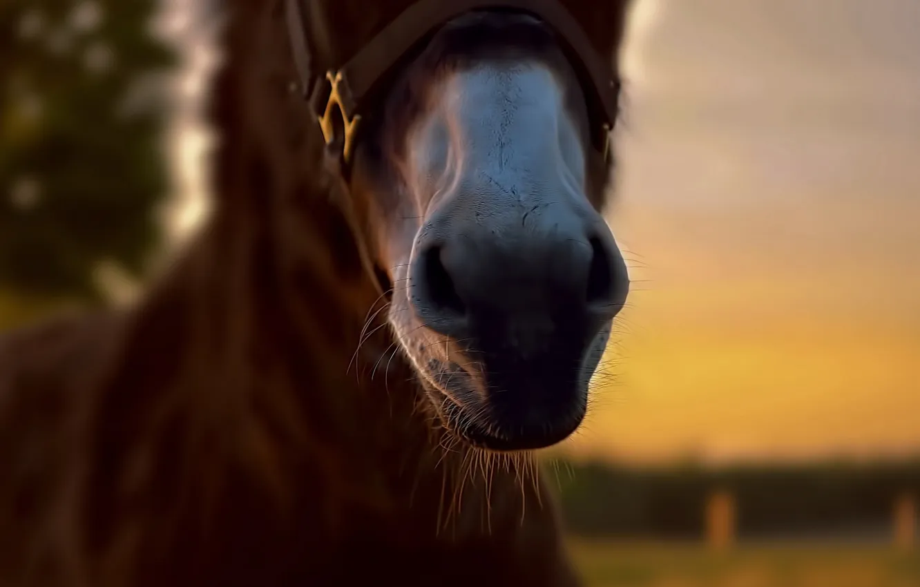 Photo wallpaper face, background, horse