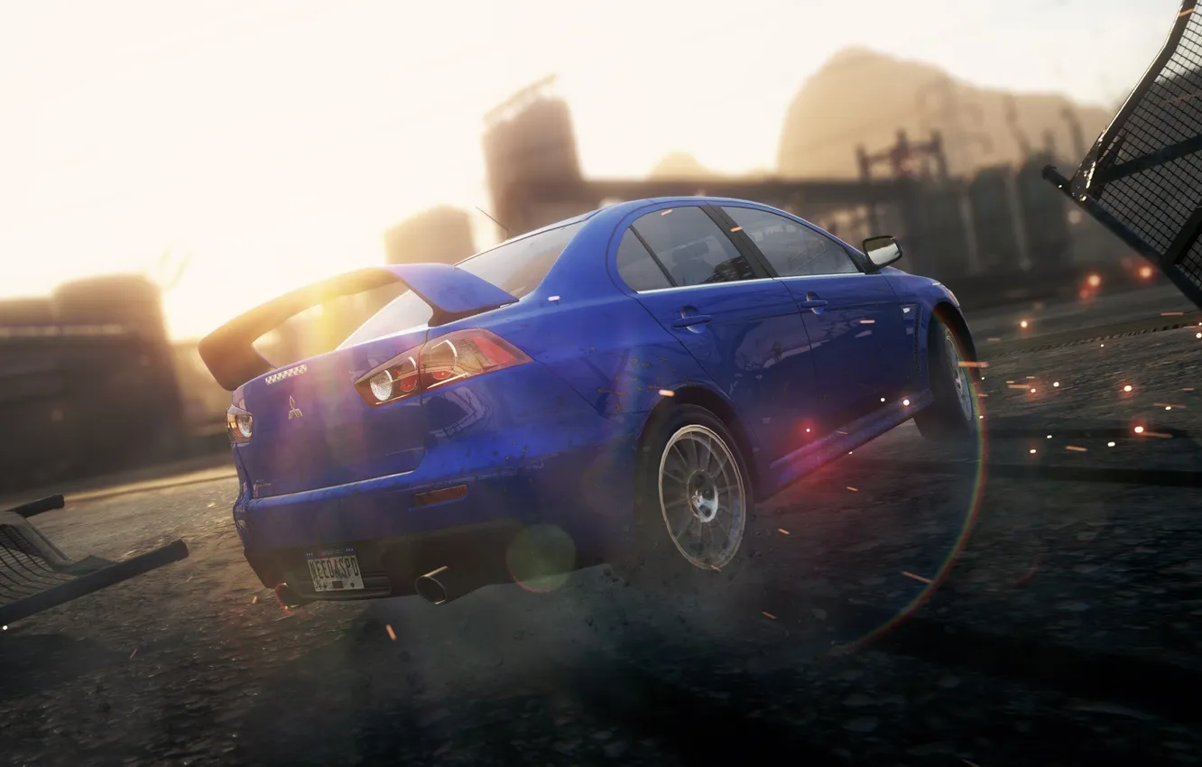 Photo wallpaper race, chase, Skid, need for speed most wanted 2, Mitsubishi Lancer Evolution X