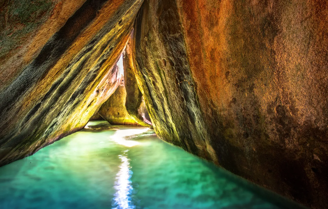 Photo wallpaper water, rock, hdr, cave, the grotto