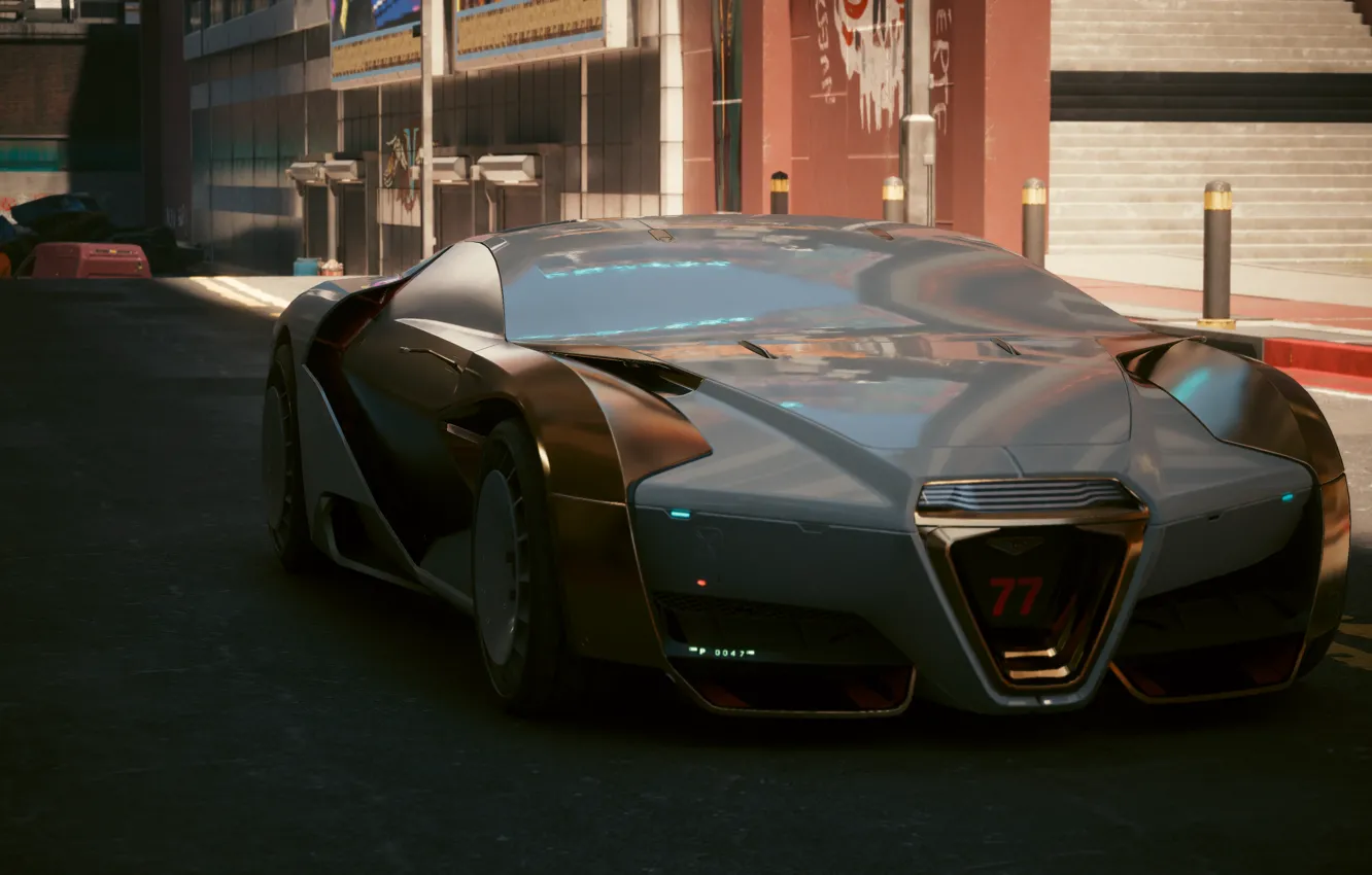 Photo wallpaper car, night city, Cyberpunk 2077, Rayfield Caliburn