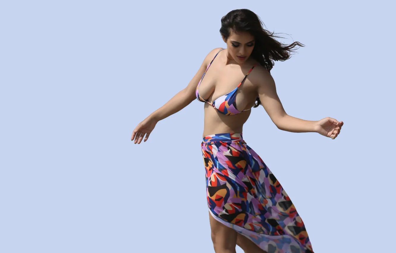 Photo wallpaper girl, sexy, cleavage, hot girl, eyes, smile, beautiful, figure