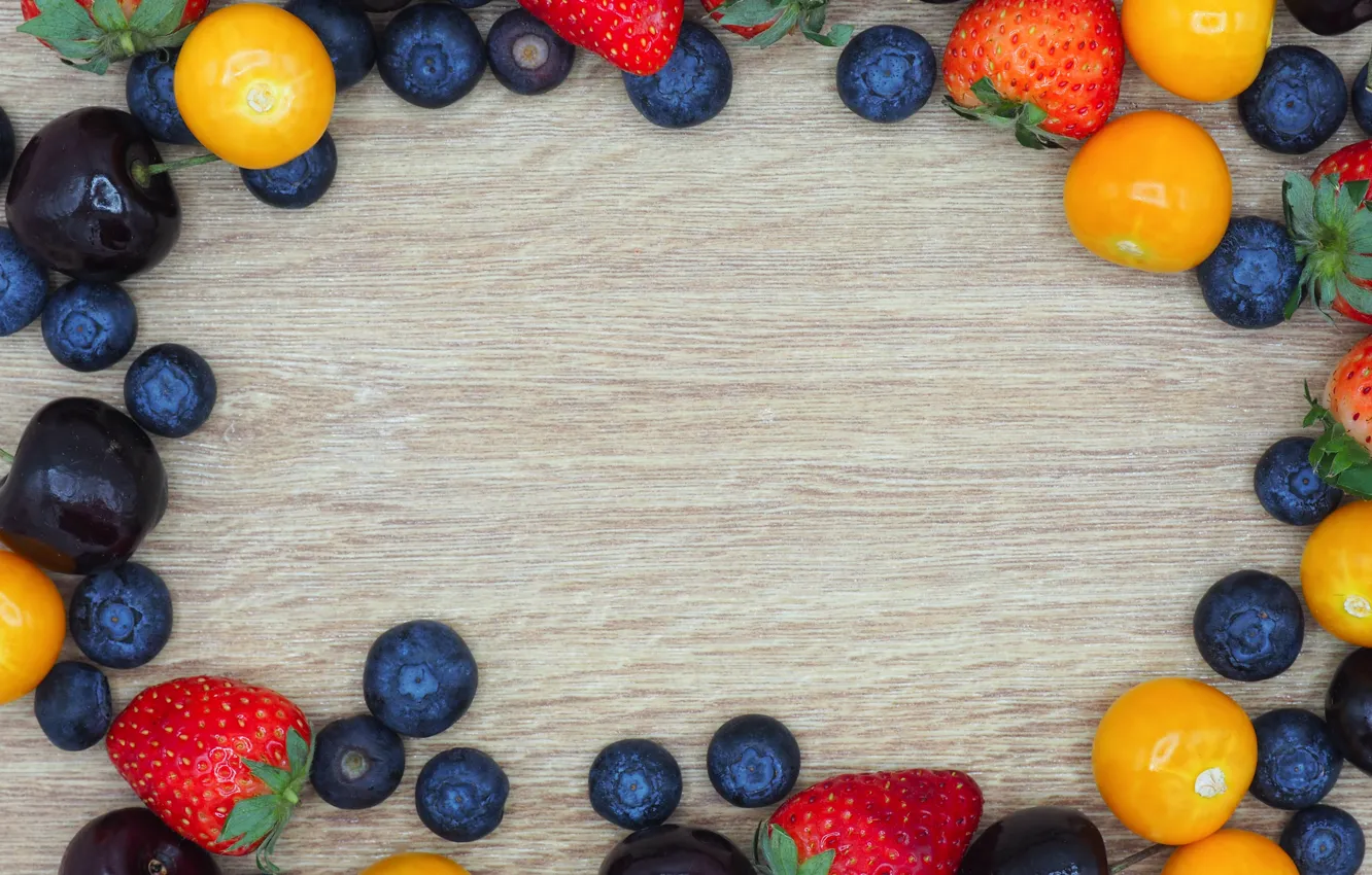 Photo wallpaper blueberries, strawberry, BERRIES