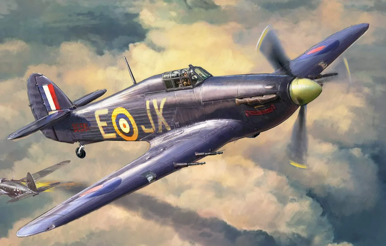 Photo wallpaper fighter, UK, Battle of Britain, Attack, Raf, Andrei Zhirnov, Hawker Hurricane Mk.IIC