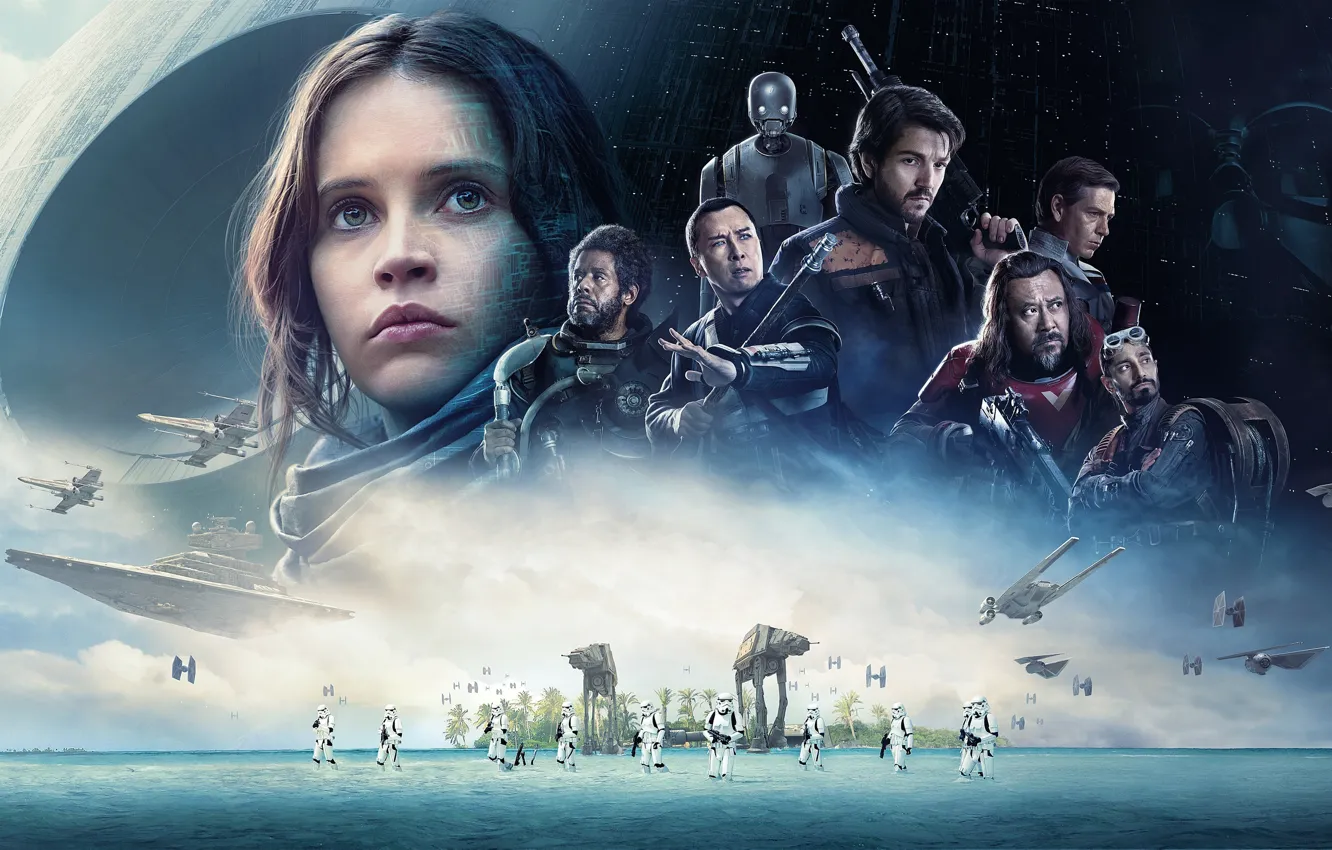 Photo wallpaper fiction, poster, Forest Whitaker, Forest Whitaker, Felicity Jones, Felicity Jones, Donnie Yen, Diego Luna