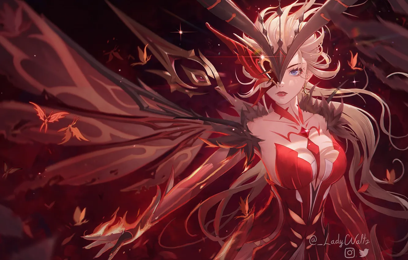 Photo wallpaper girl, lights, butterfly, Genshin Impact, lady