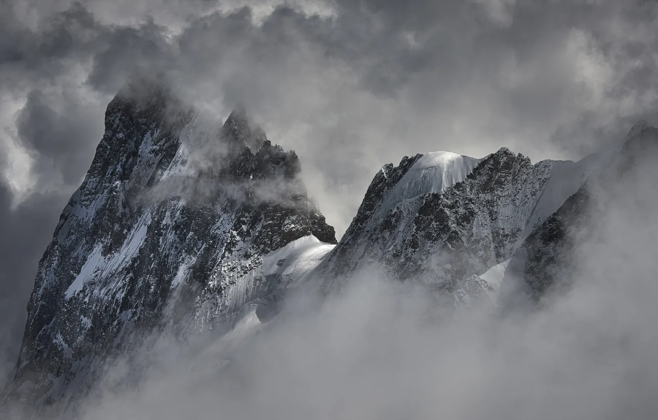 Photo wallpaper beautiful, mountain, shot, snowy, covered, magical, Peak