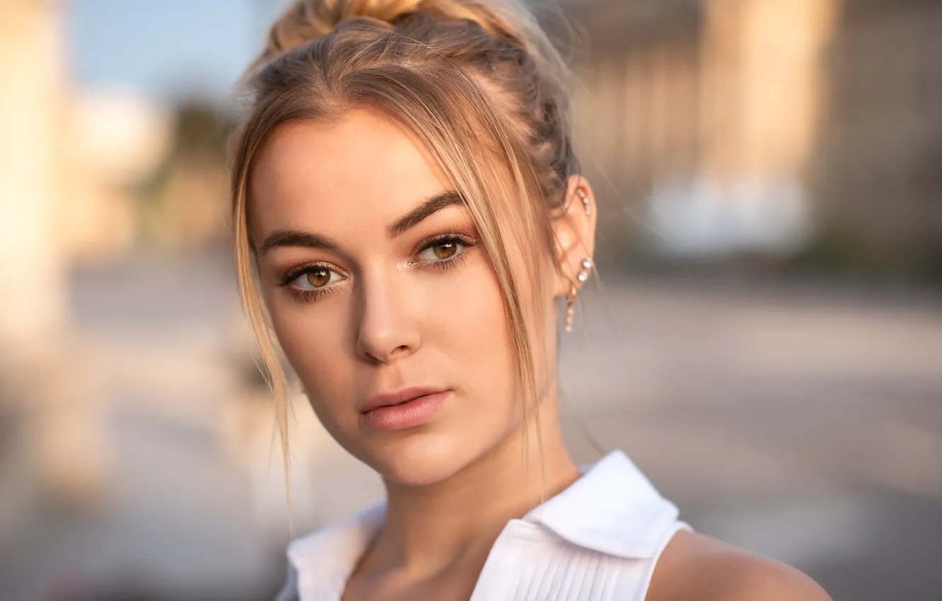 Photo wallpaper look, the sun, close-up, face, background, model, portrait, makeup