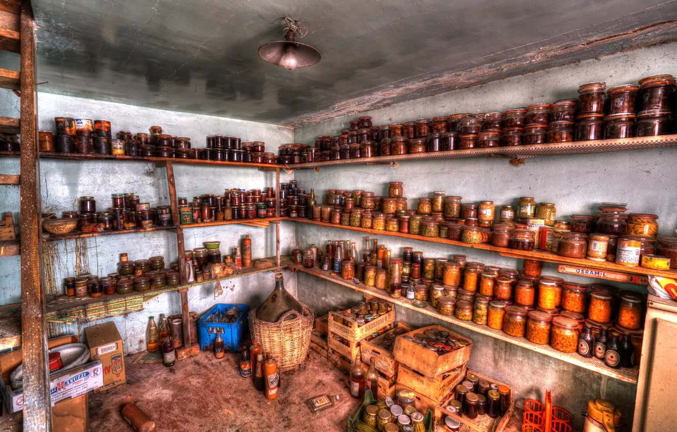Photo wallpaper food, cellar, canned, naturalism